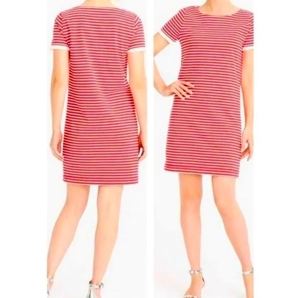 J. Crew Red and White Striped Poplin Trimmed Dress - Picture 1 of 9